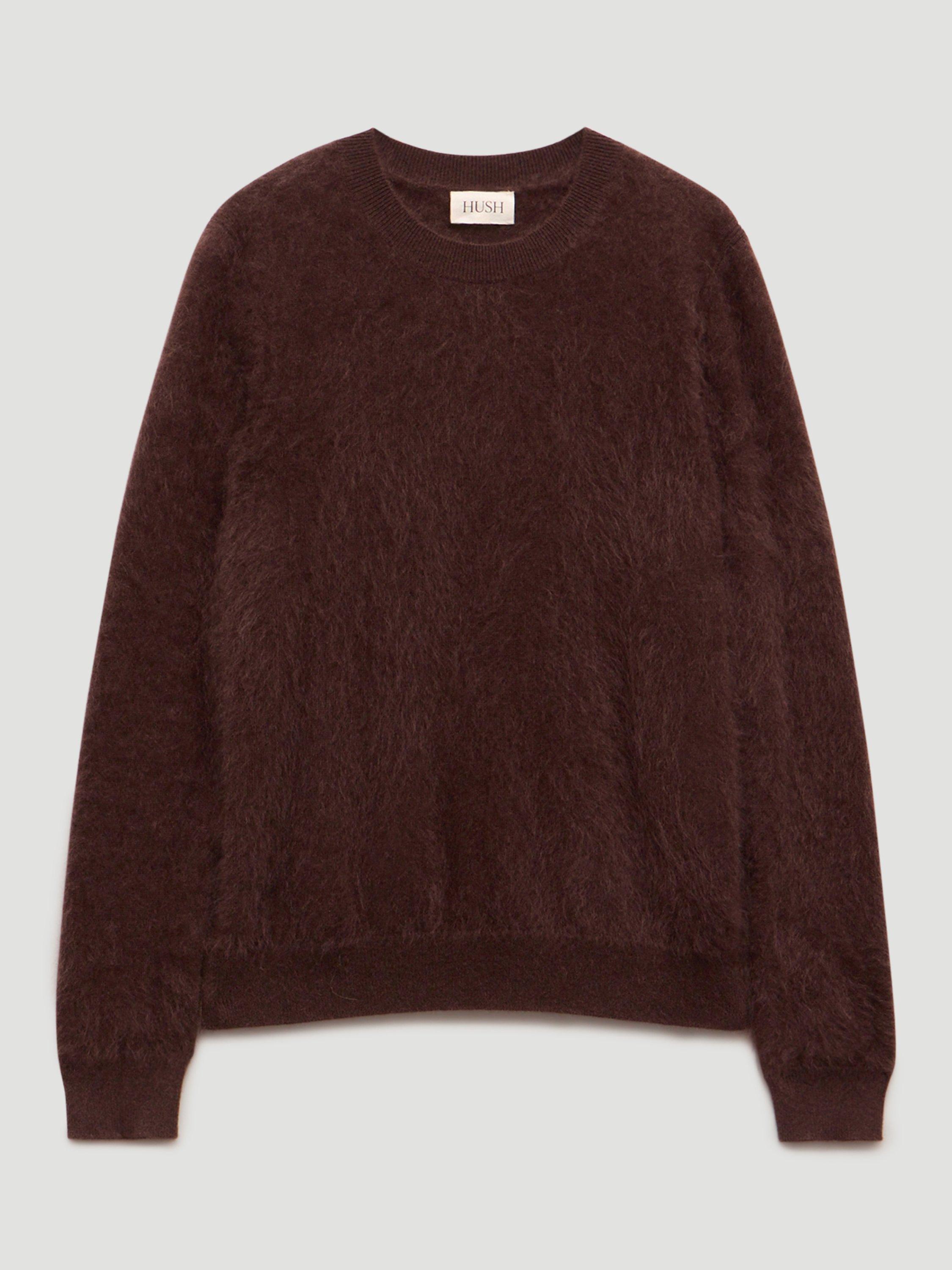 Product image 4 of 5, which shows HUSH Fluffy Pure Cashmere Jumper, Chocolate Brown, L-XL