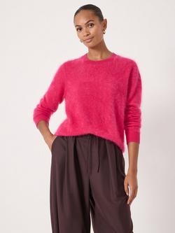 HUSH Fluffy Pure Cashmere Jumper, Magenta Pink