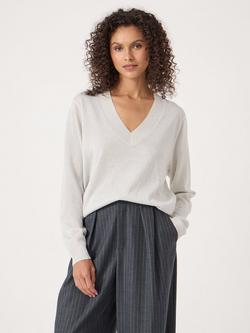 HUSH Gracey V-Neck Jumper, Silver Lurex