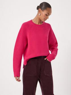 HUSH Mira Detachable Roll Neck Pure Wool Jumper, Magenta Pink, Magenta Pink