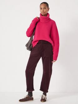 HUSH Mira Detachable Roll Neck Pure Wool Jumper, Magenta Pink - view 2, Magenta Pink