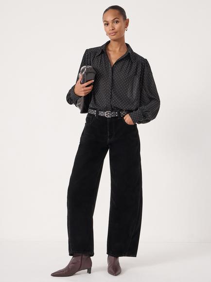 HUSH Diamante Long Sleeve Shirt, Black, Black