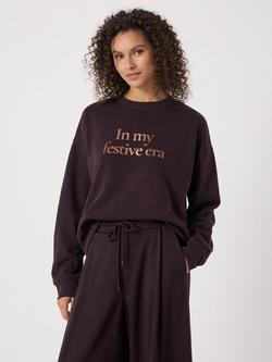 HUSH Crew Neck Festive Era Sweatshirt, Plum Purple, Plum Purple