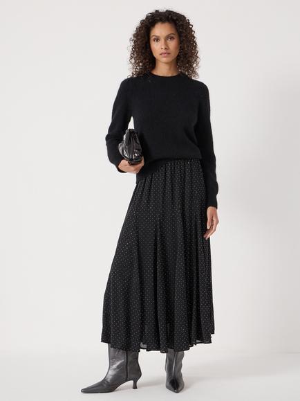 HUSH Diamante Midi Skirt, Black - view 2, Black