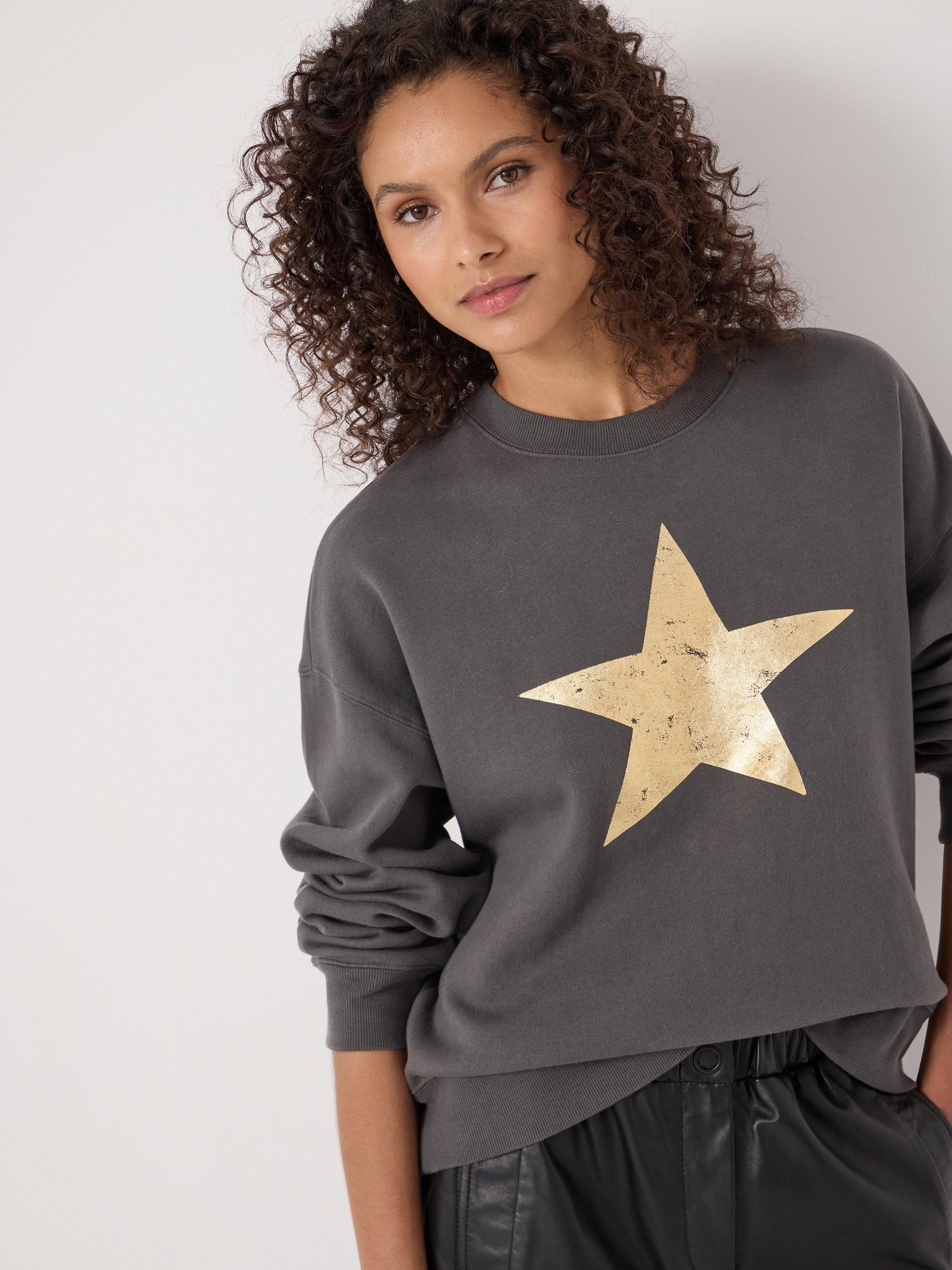 Product image 3 of 6, which shows HUSH Metallic Star Sweatshirt, Mid Grey, L-XL