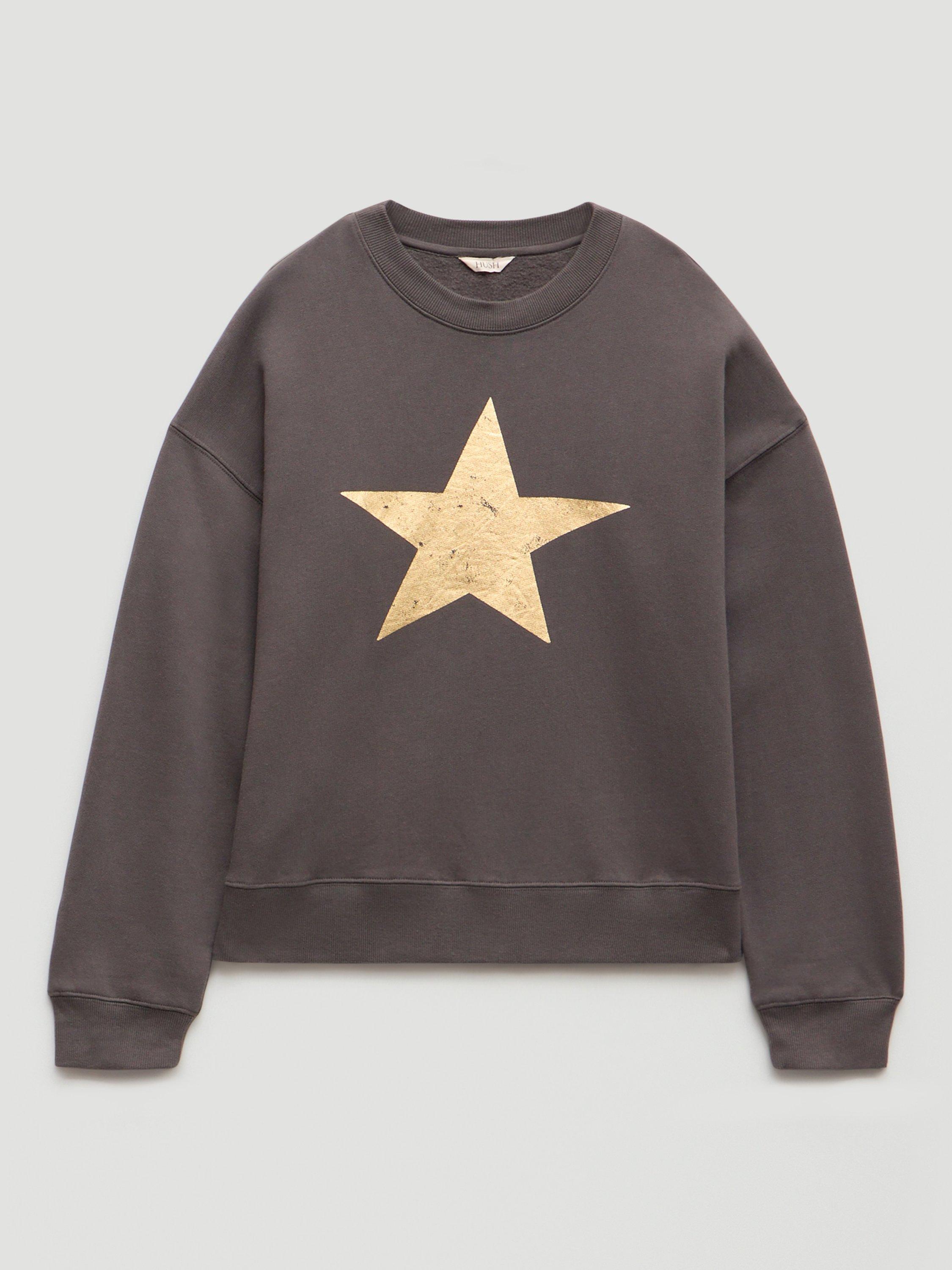 Product image 4 of 6, which shows HUSH Metallic Star Sweatshirt, Mid Grey, L-XL