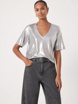 HUSH Reece Metallic T-Shirt, Silver, Silver