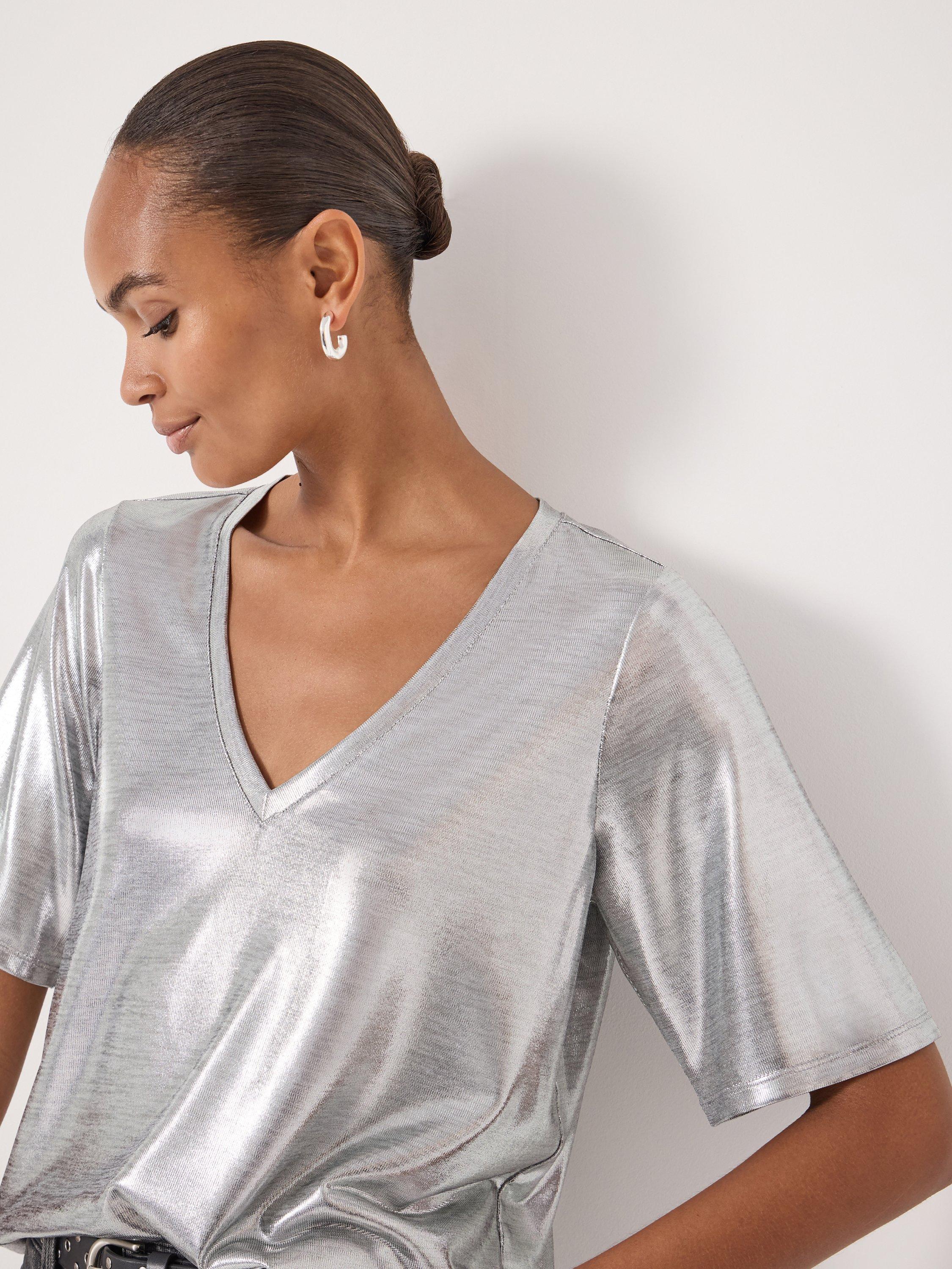 Product image 3 of 5, which shows HUSH Reece Metallic T-Shirt, Silver, L