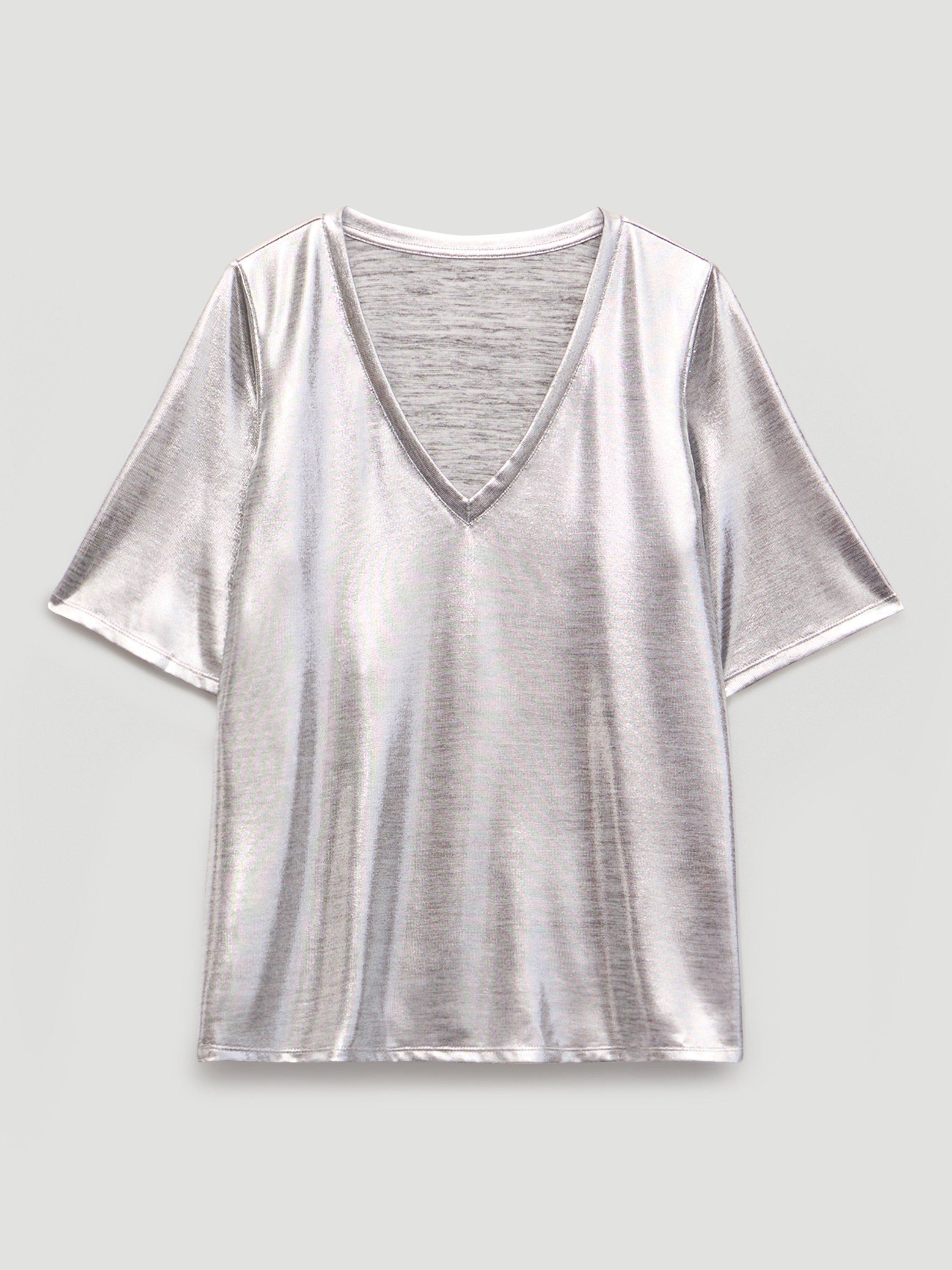 Product image 4 of 5, which shows HUSH Reece Metallic T-Shirt, Silver, L