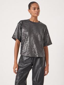 HUSH Matte Sequin T-Shirt, Gunmetal Grey, Gunmetal Grey