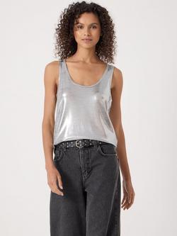 HUSH Metallic Slub Vest Top, Silver, Silver