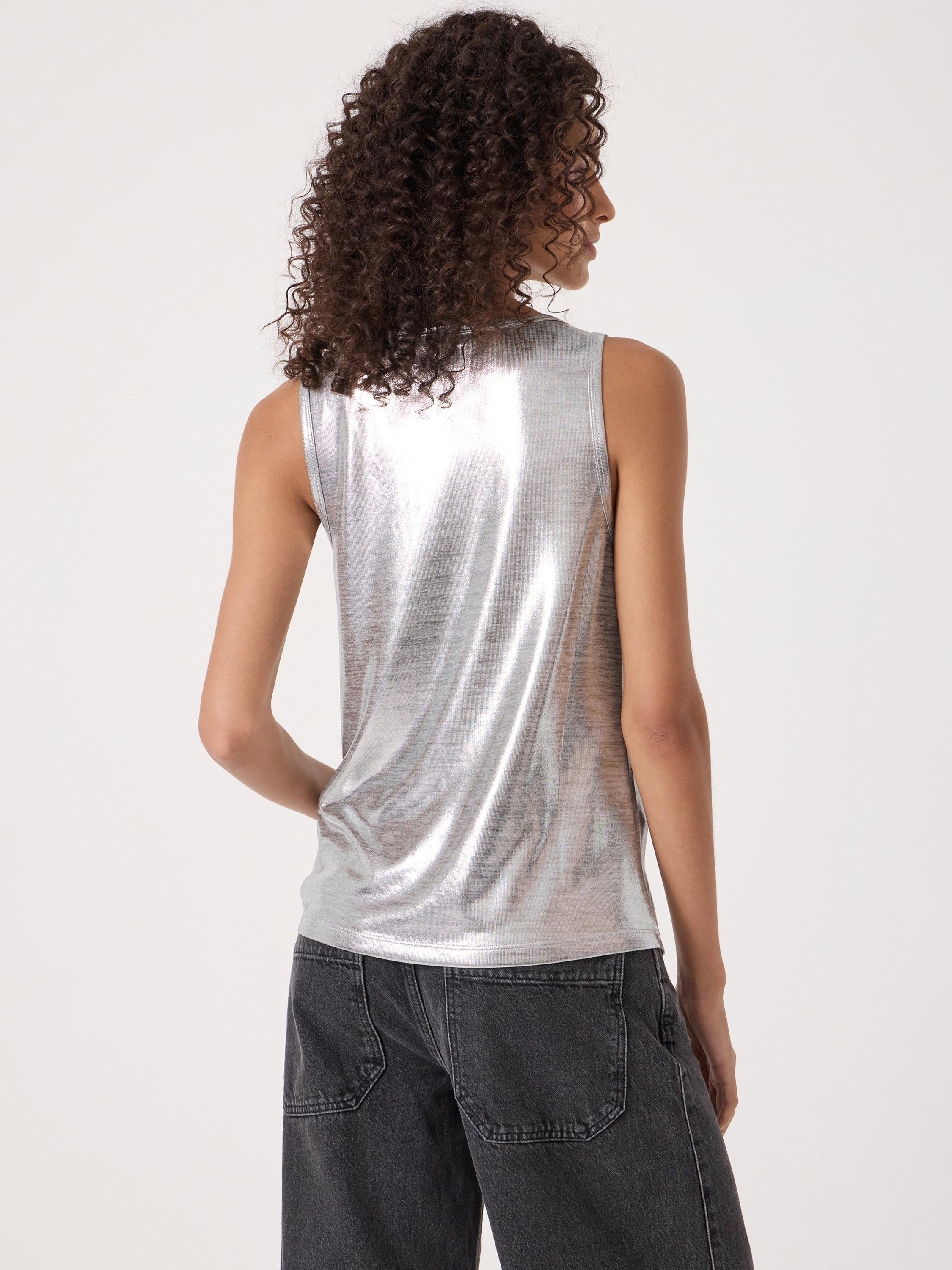 Product image 2 of 5, which shows HUSH Metallic Slub Vest Top, Silver, L