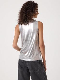 HUSH Metallic Slub Vest Top, Silver - view 2, Silver