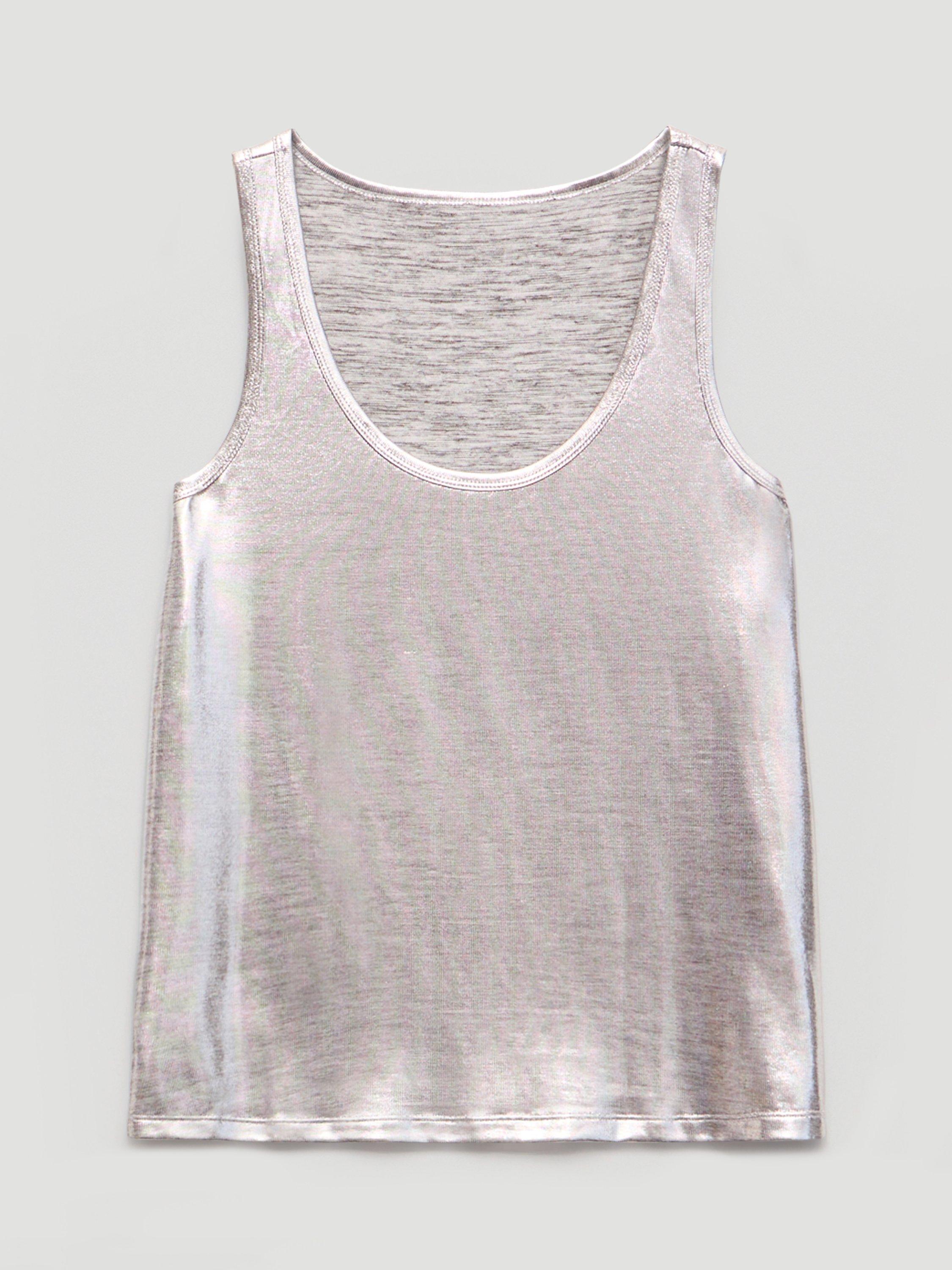 Product image 4 of 5, which shows HUSH Metallic Slub Vest Top, Silver, L