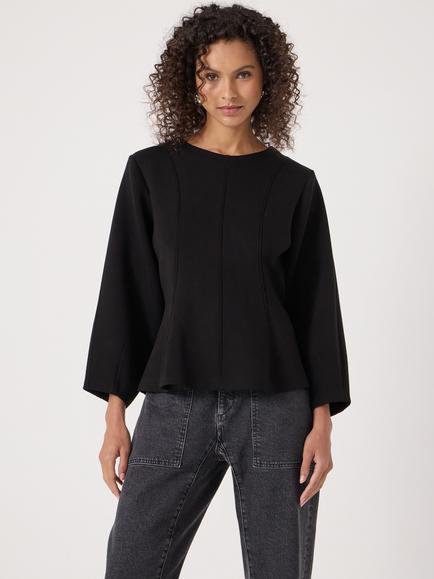 HUSH Seam Detail Long Sleeve Top, Black, Black