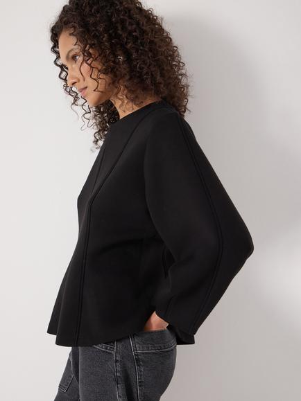 HUSH Seam Detail Long Sleeve Top, Black - view 2, Black