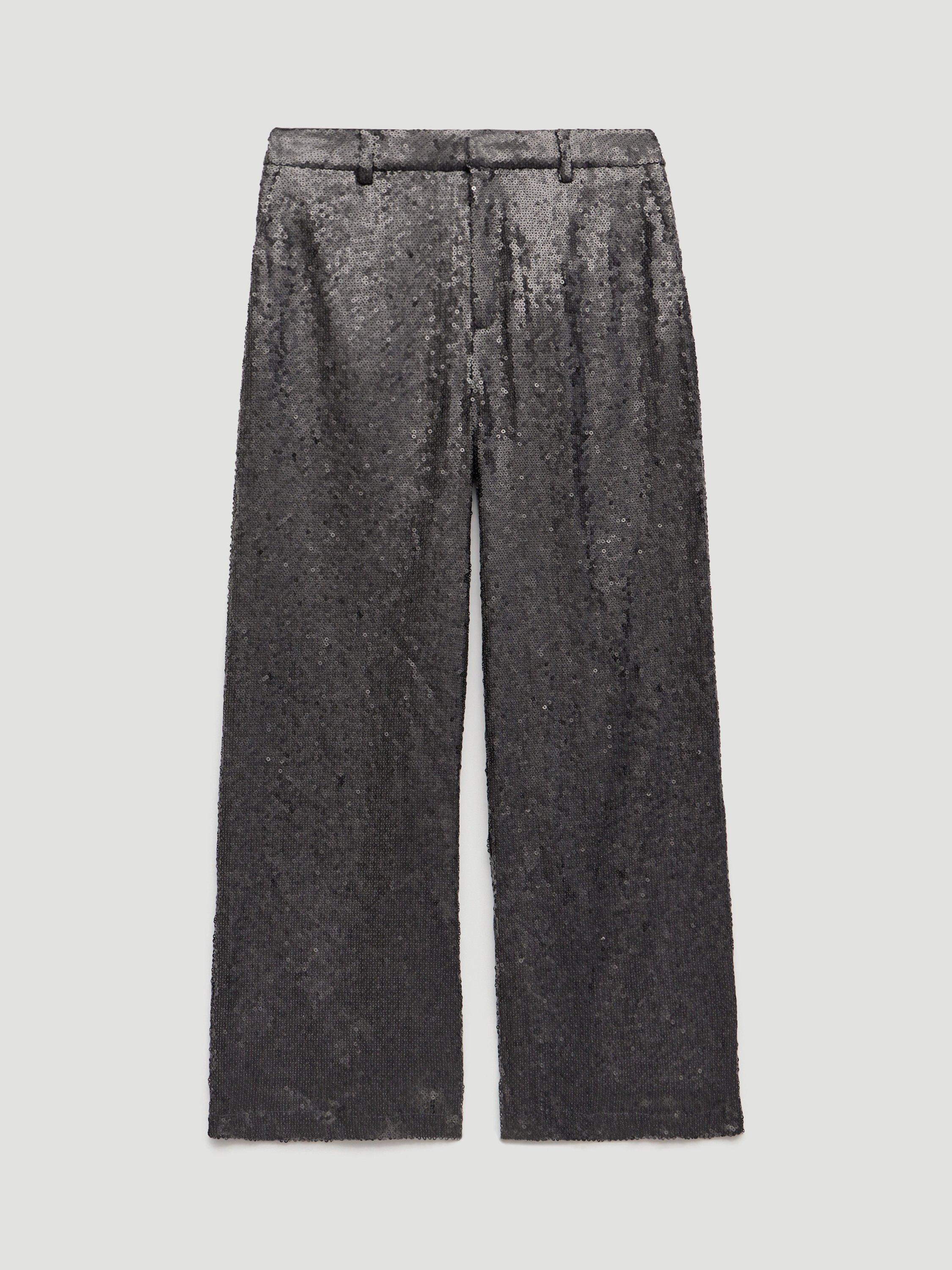 Product image 4 of 6, which shows HUSH Sequin Wide Leg Trousers, Charcoal Grey, 10