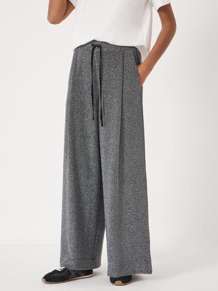 HUSH Taylor Metallic Wide Leg Trousers, Silver, Silver