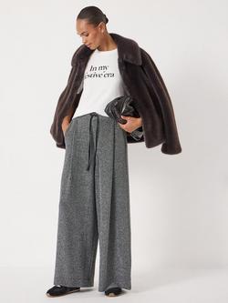 HUSH Taylor Metallic Wide Leg Trousers, Silver - view 2, Silver