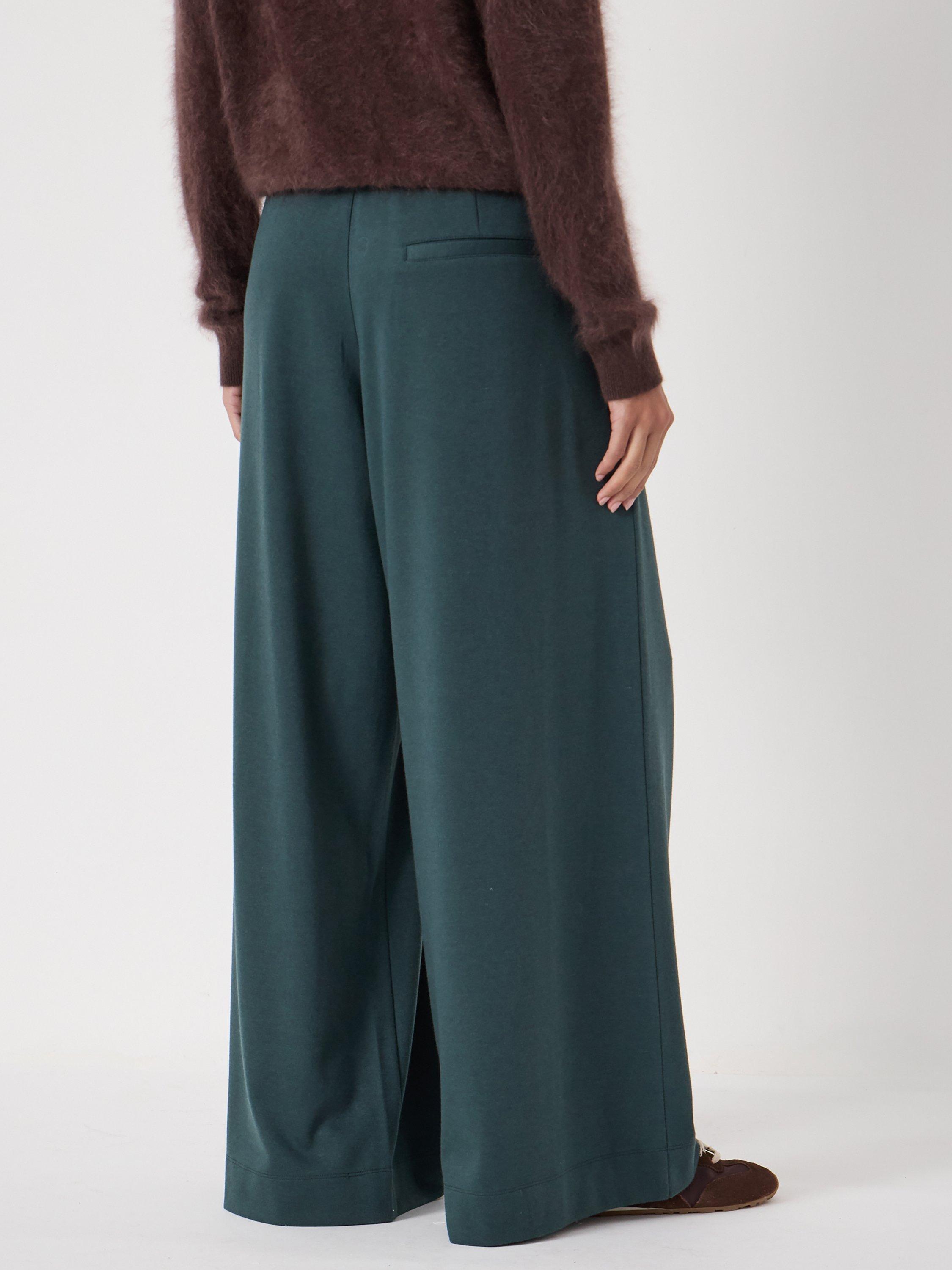 Product image 6 of 6, which shows HUSH Taylor Wide Leg Trousers, Teal Green, XS-S