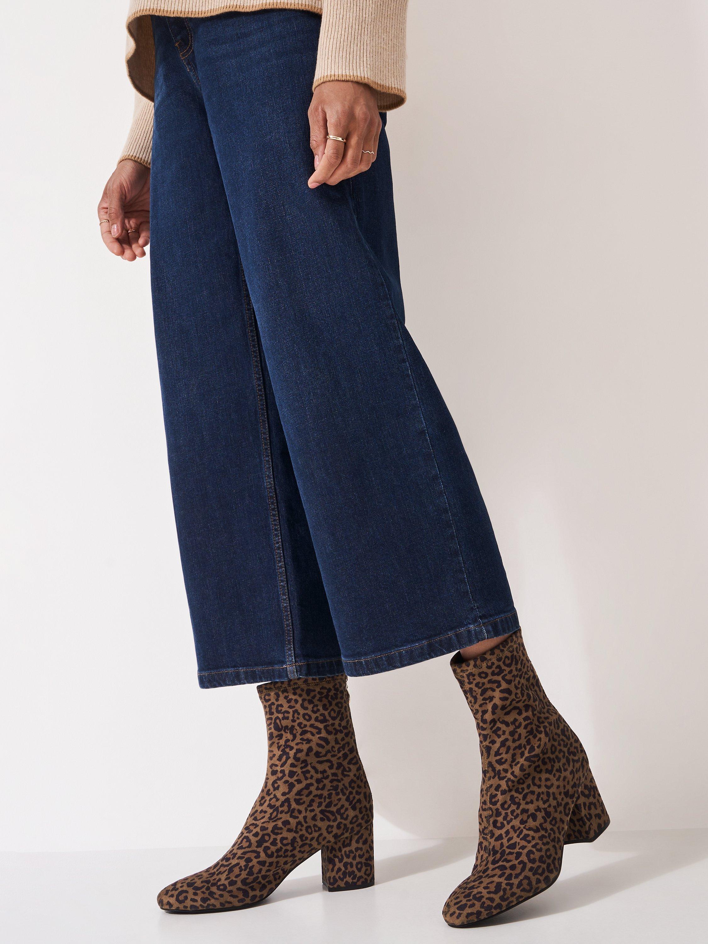Product image 2 of 4, which shows Crew Clothing Suede Leopard Ankle Boots, Camel Brown, 8