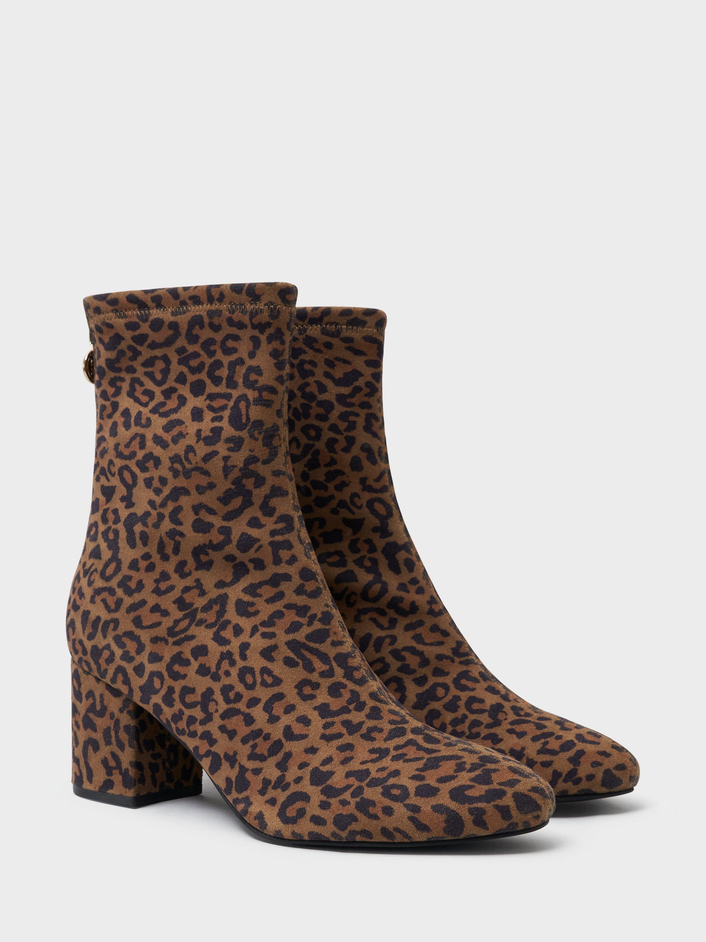 Product image 3 of 4, which shows Crew Clothing Suede Leopard Ankle Boots, Camel Brown, 8