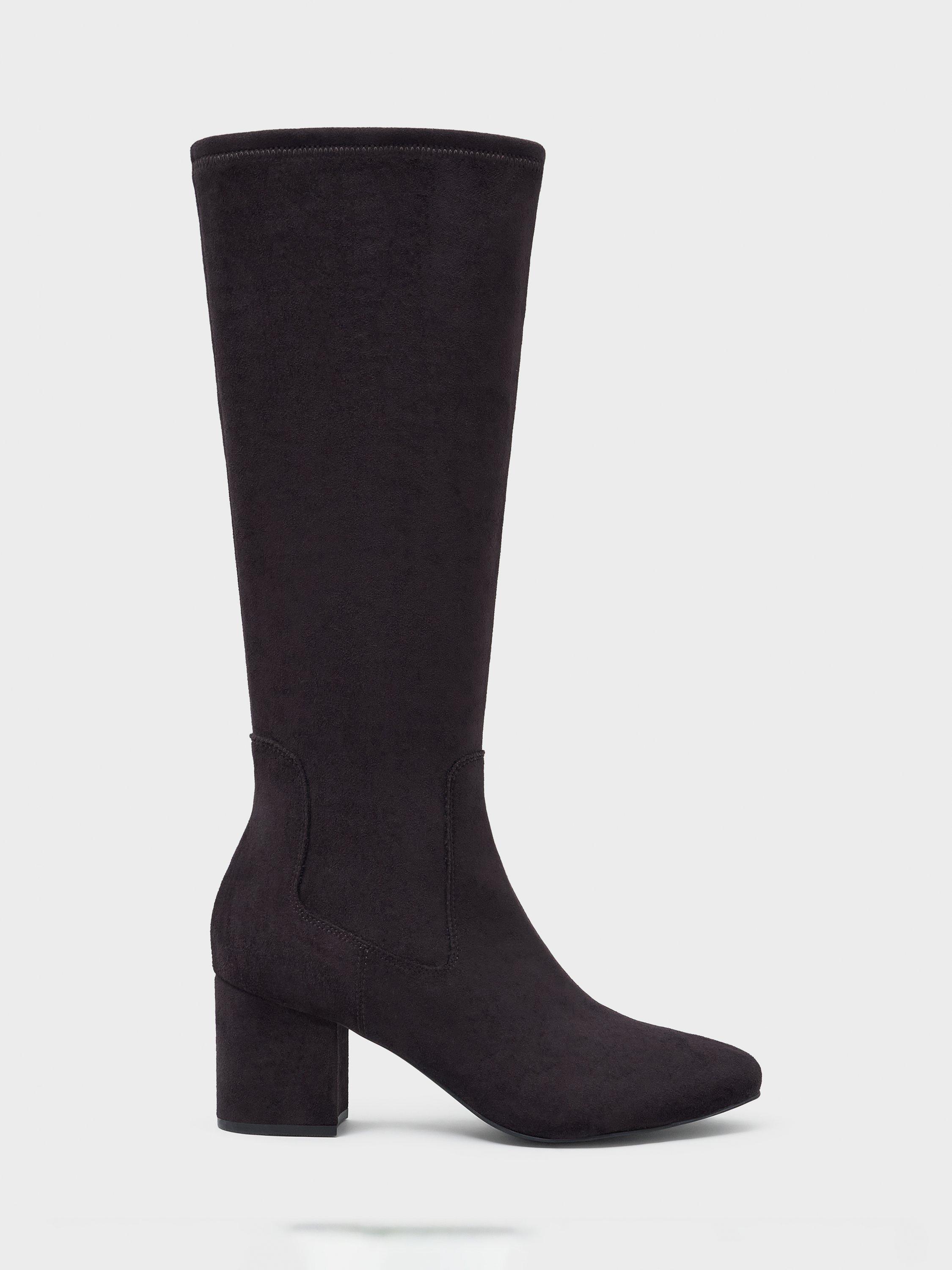 Product image 1 of 4, which shows Crew Clothing Bella Knee High Stretch Boots, Chocolate Brown, 8
