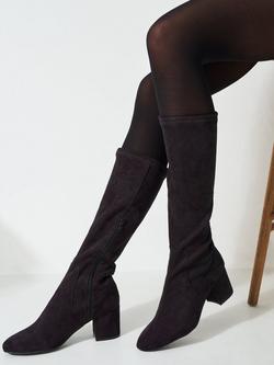 Crew Clothing Bella Knee High Stretch Boots, Chocolate Brown - view 2, Chocolate Brown