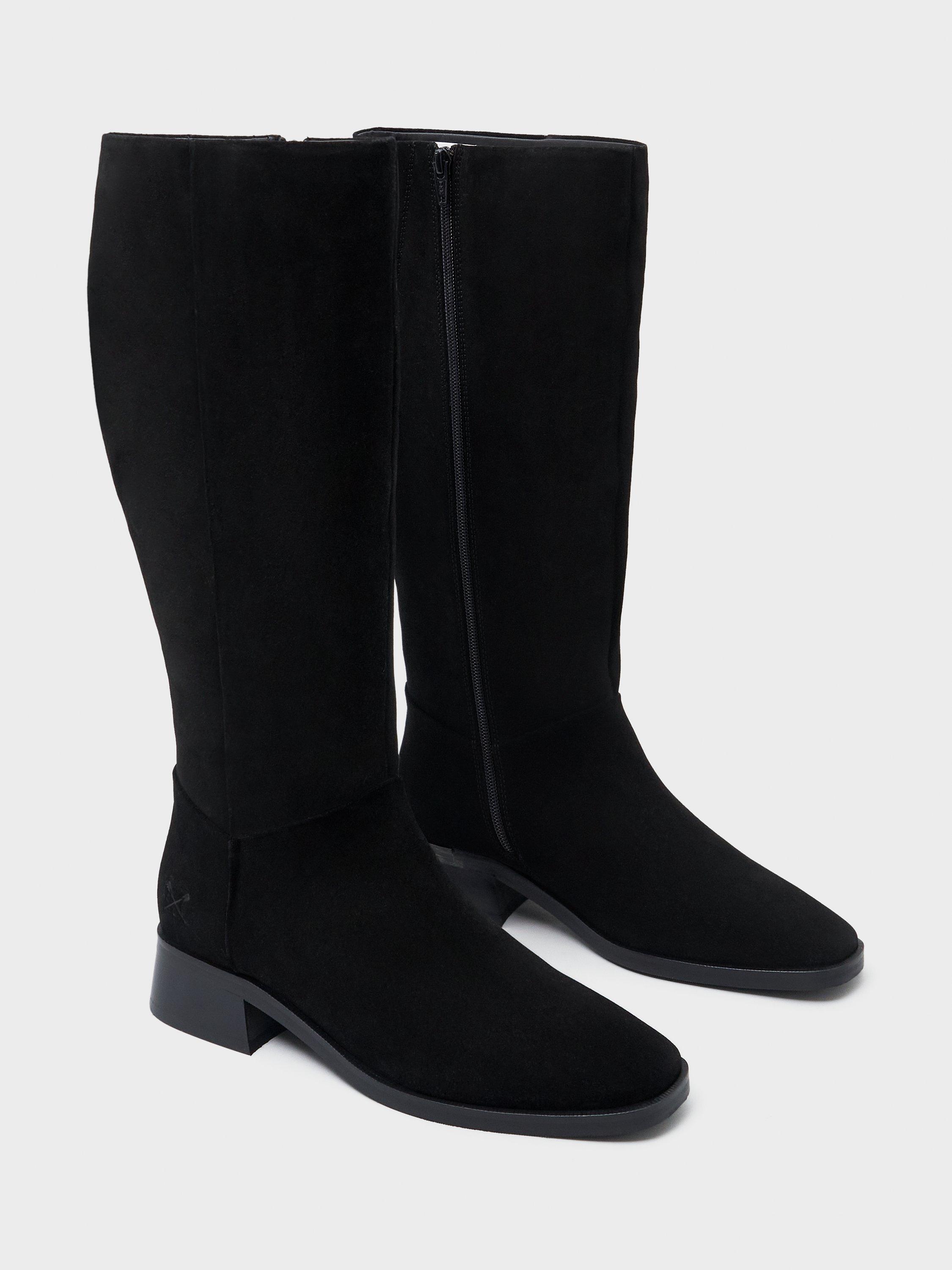 Product image 3 of 4, which shows Crew Clothing Suede Knee High Boots, Black, 8
