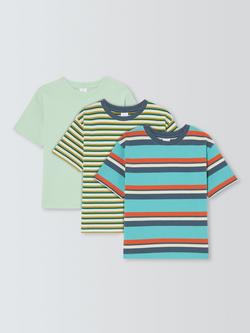 John Lewis Kids' Plain/Stripe T-Shirts, Pack of 3, Multi, Multi