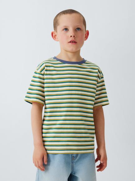 John Lewis Kids' Plain/Stripe T-Shirts, Pack of 3, Multi - view 2, Multi