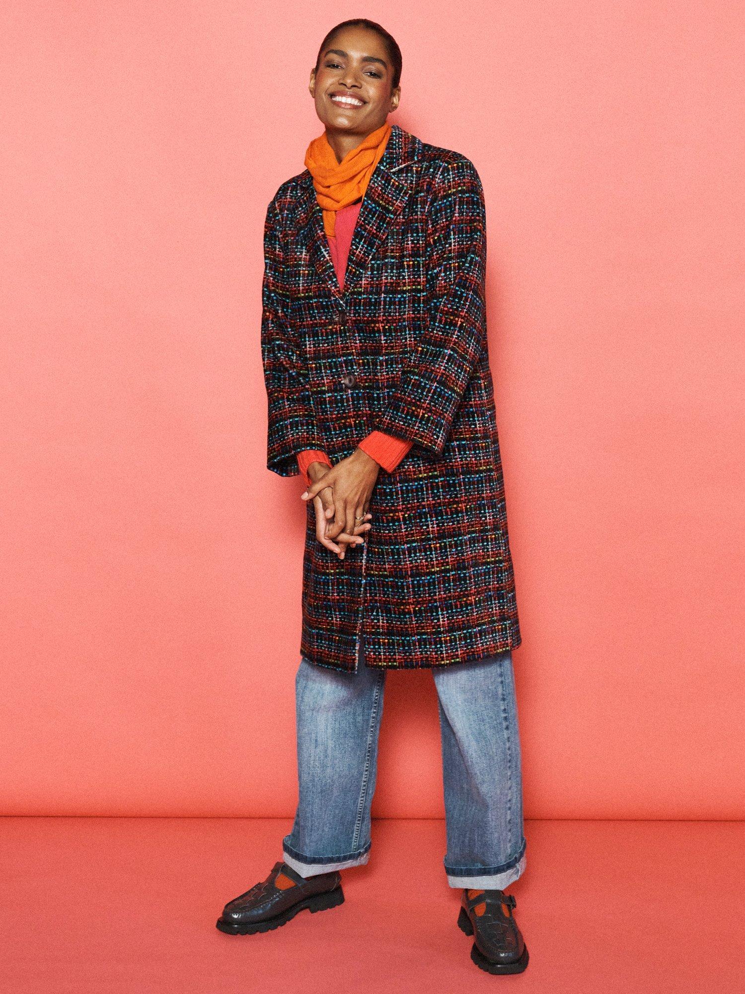 Product image 4 of 9, which shows NRBY x BOYD Delphine Tweed Coat, Multi, XS