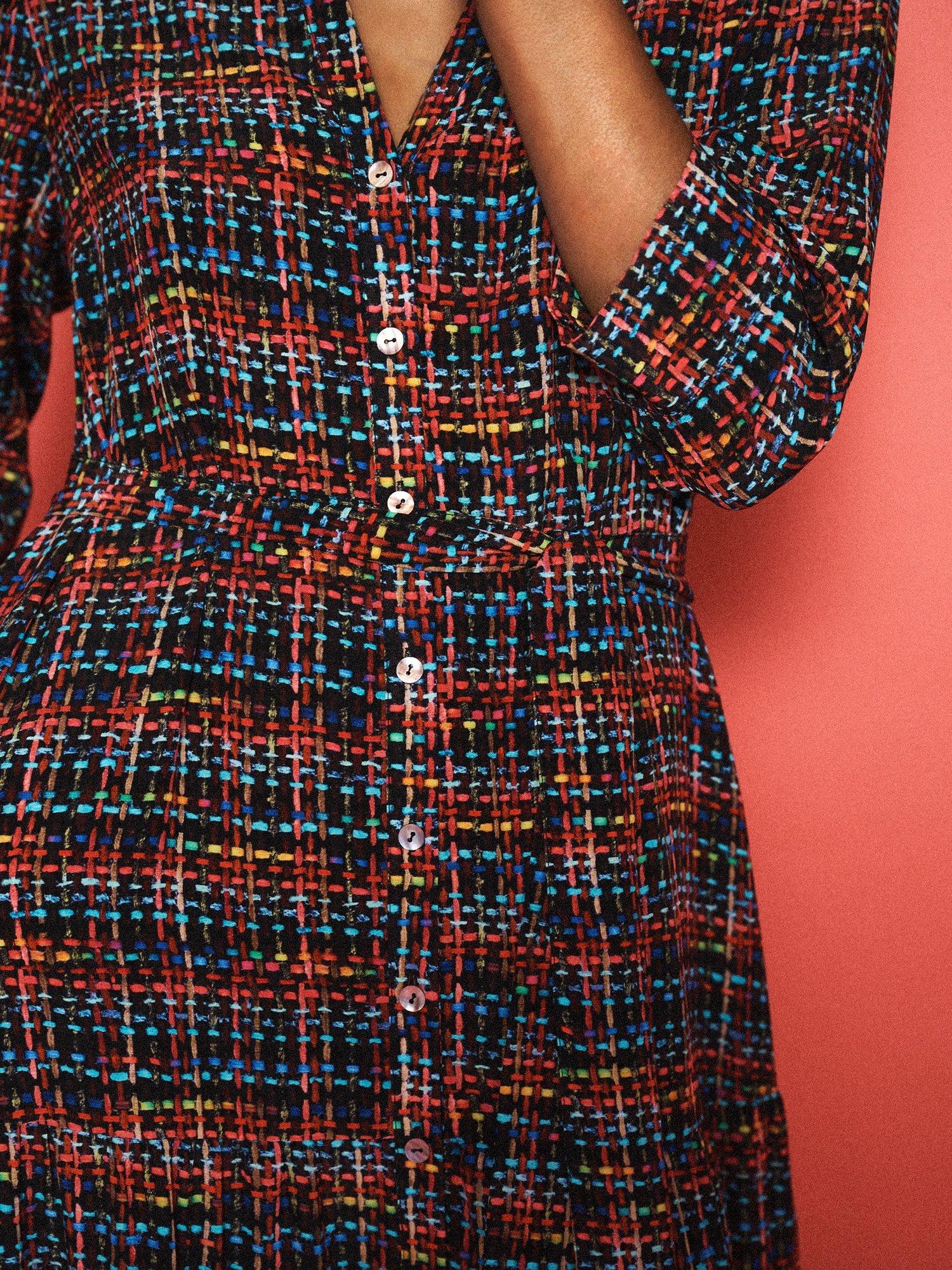 Product image 3 of 9, which shows NRBY x BOYD Avery Tweed Pure Silk Dress, Multi, XS