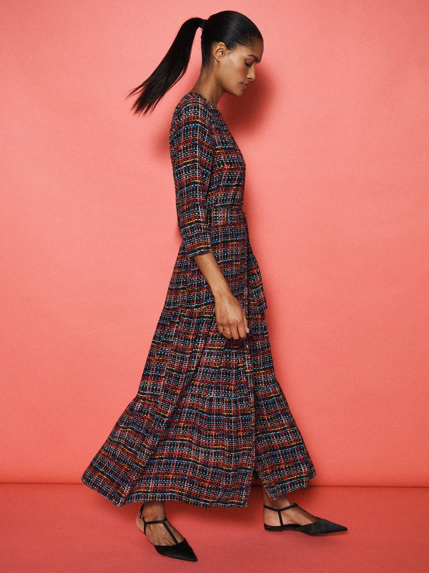 Product image 4 of 9, which shows NRBY x BOYD Avery Tweed Pure Silk Dress, Multi, XS