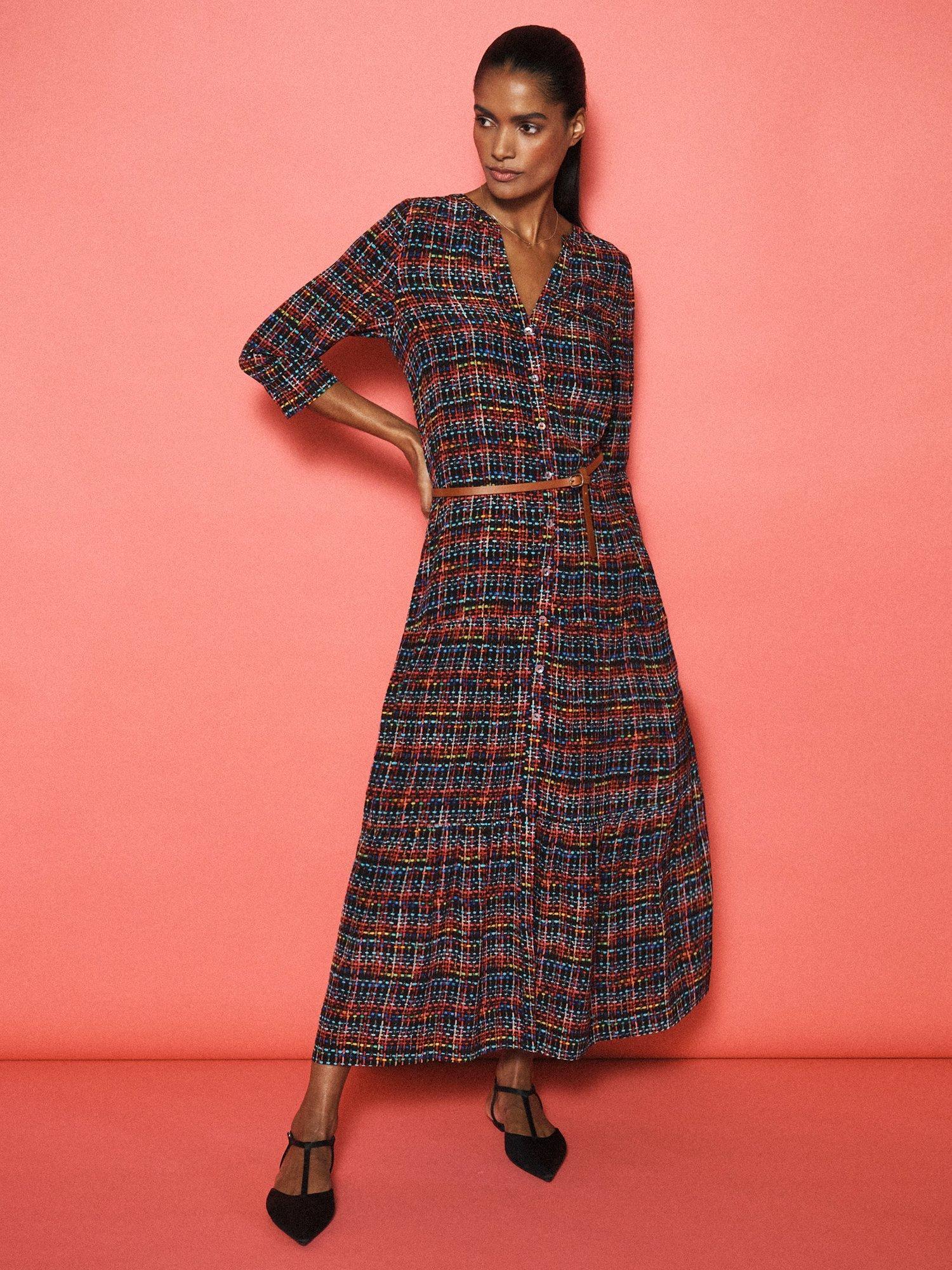 Product image 6 of 9, which shows NRBY x BOYD Avery Tweed Pure Silk Dress, Multi, XS