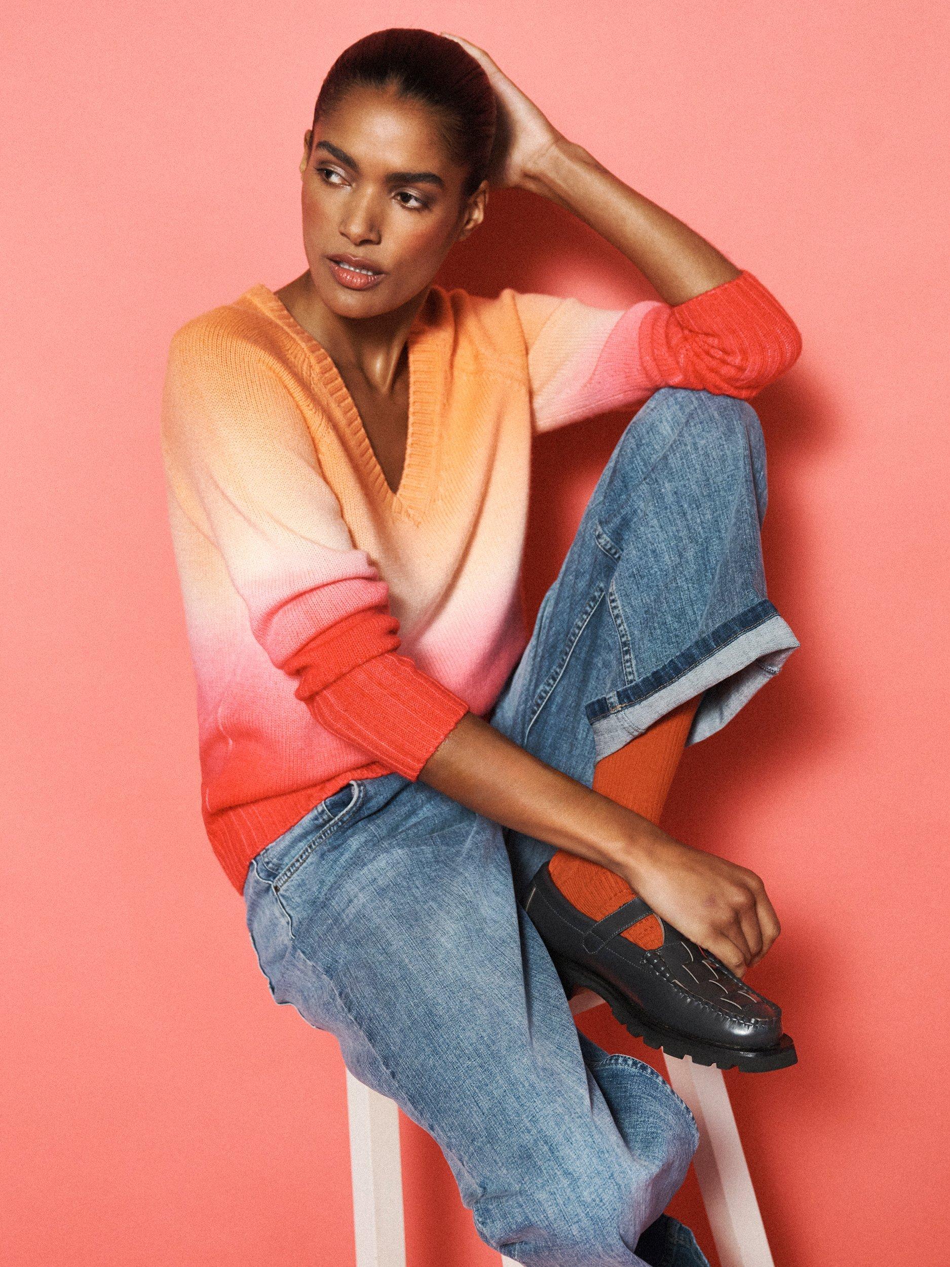 Product image 8 of 9, which shows NRBY x BOYD Sunset Ombre Wool Rich Jumper, Sunset, XS