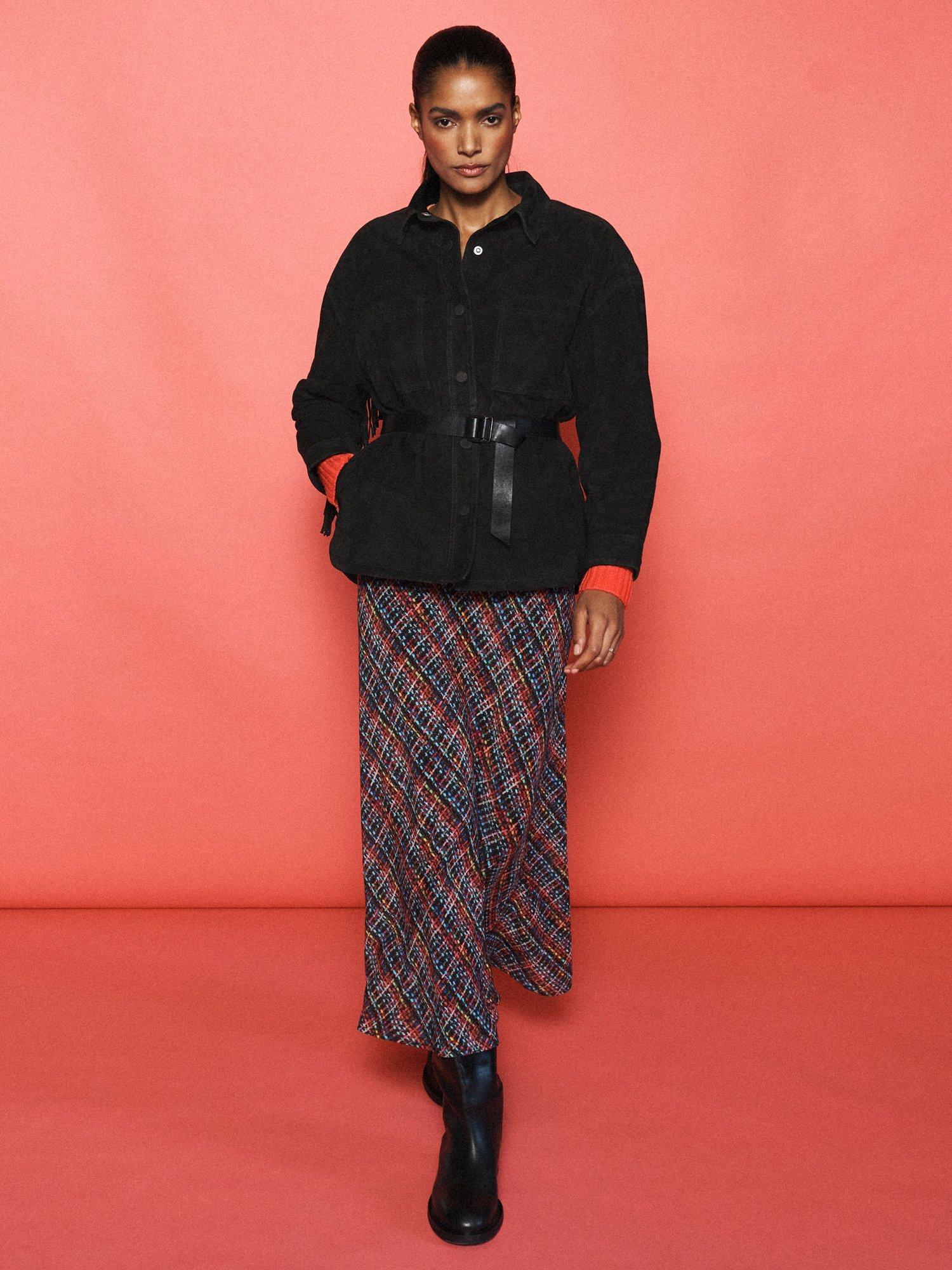 Product image 3 of 7, which shows NRBY X BOYD Cyd Tweed Pure Silk Skirt, Multi, M