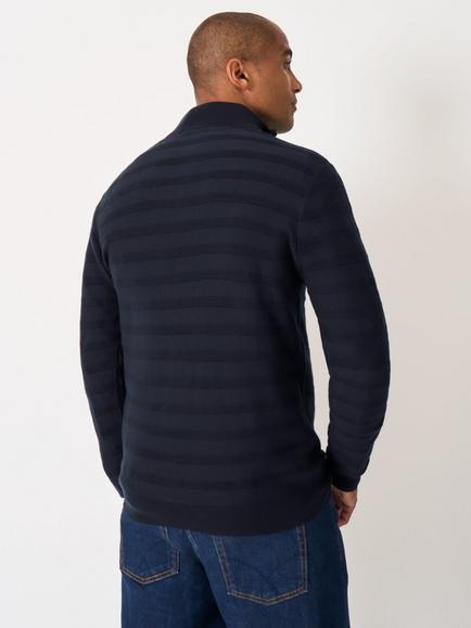 Crew Clothing Cashmere-Silk Quarter Zip Jumper, Navy Blue - view 2, Navy Blue