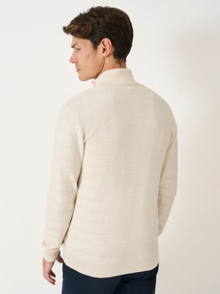 Crew Clothing Cashmere-Silk Quarter Zip Jumper, Stone - view 2, Stone