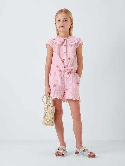 John Lewis Kids' Starfish Stripe Seersucker Shorts, Pink - view 2, Pink