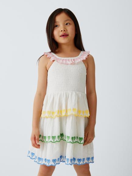 John Lewis Kids' Palm Tree Ruffle Dress, Multi, Multi