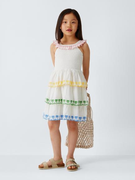 John Lewis Kids' Palm Tree Ruffle Dress, Multi - view 2, Multi