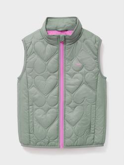 Crew Clothing Kids' Heart-Quilted Gilet, Light Green