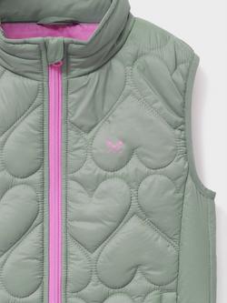 Crew Clothing Kids' Heart-Quilted Gilet - view 2, Light Green