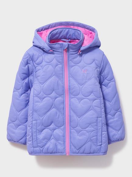 Crew Clothing Kids' Heart-Quilted Jacket, Light Blue