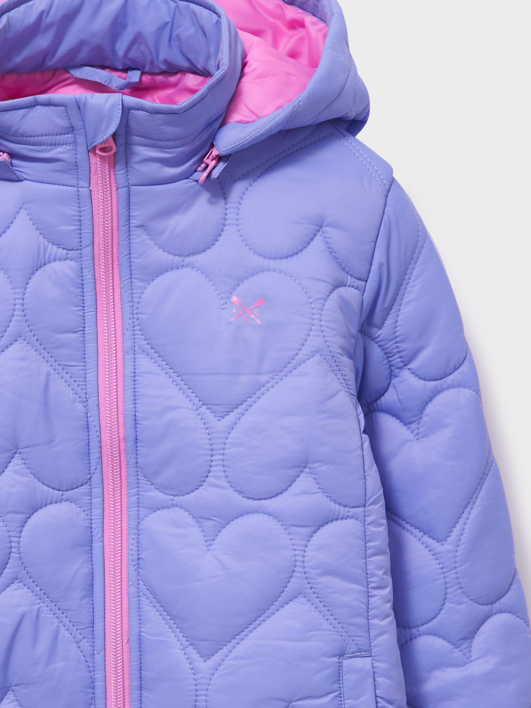 Product image 2 of 3, which shows Crew Clothing Kids' Heart-Quilted Jacket, Light Blue, 8-9 years