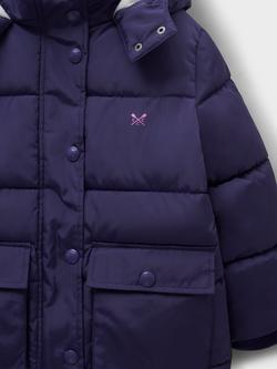 Crew Clothing Kids' Fleece-Lined Puffer Coat - view 2, Navy Blue