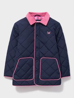 Crew Clothing Kids' Corduroy Collar Quilted Jacket, Navy Blue