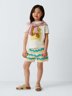 John Lewis Kids' Knit Wavy Stripe Shorts, Multi - view 2, Multi