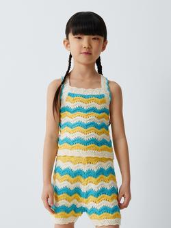John Lewis Kids' Stripe Crochet Top, Multi, Multi